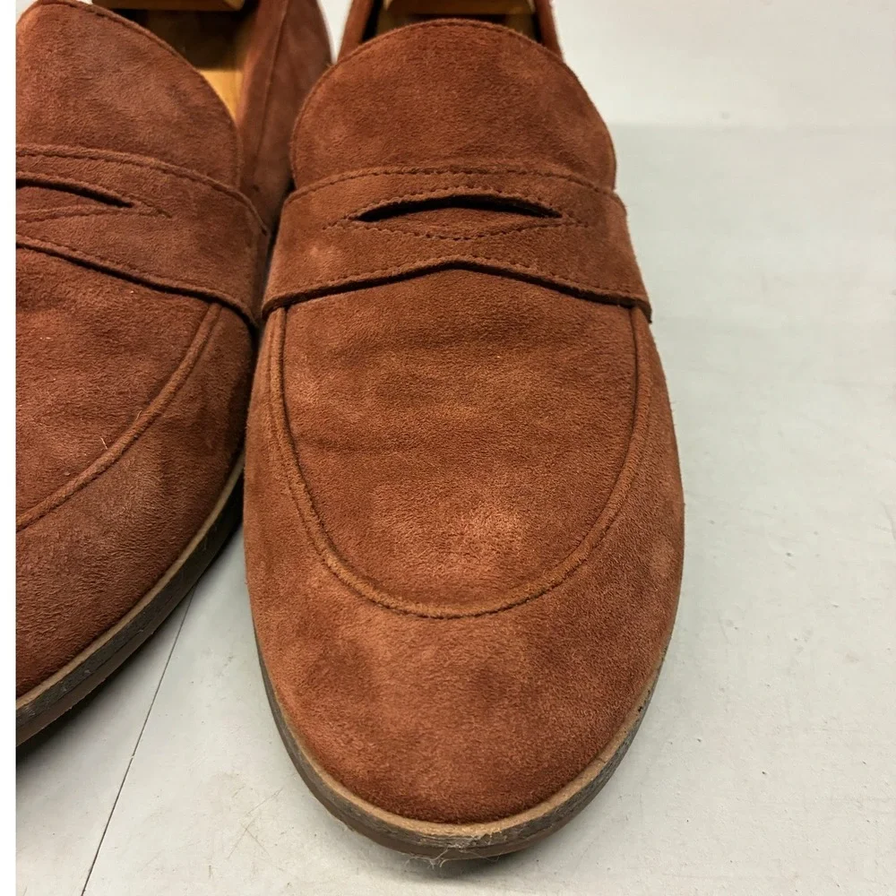 Clarks Suede Penny Loafer Shoes Womens Size 8.5 Brown Comfort Slip On Casual